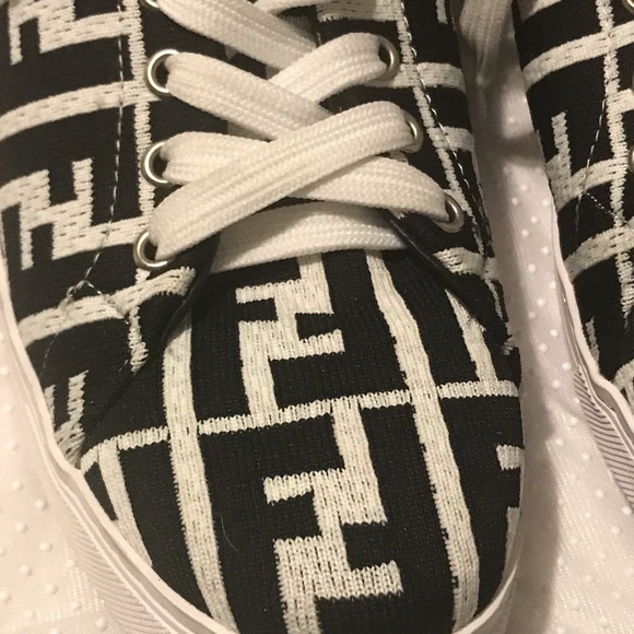 FENDI Sneakers Roma Black/White FF Tech Fabric lace-up🇮🇹 - Picture 6 of 11
